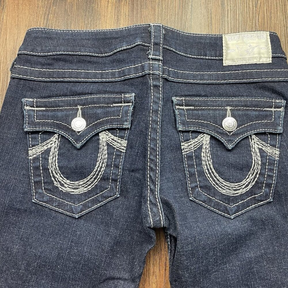 True Religion Jeans Narrow Billy Straight Flap 28x32 Women's Jeans Dark Wash USA - Picture 4 of 11